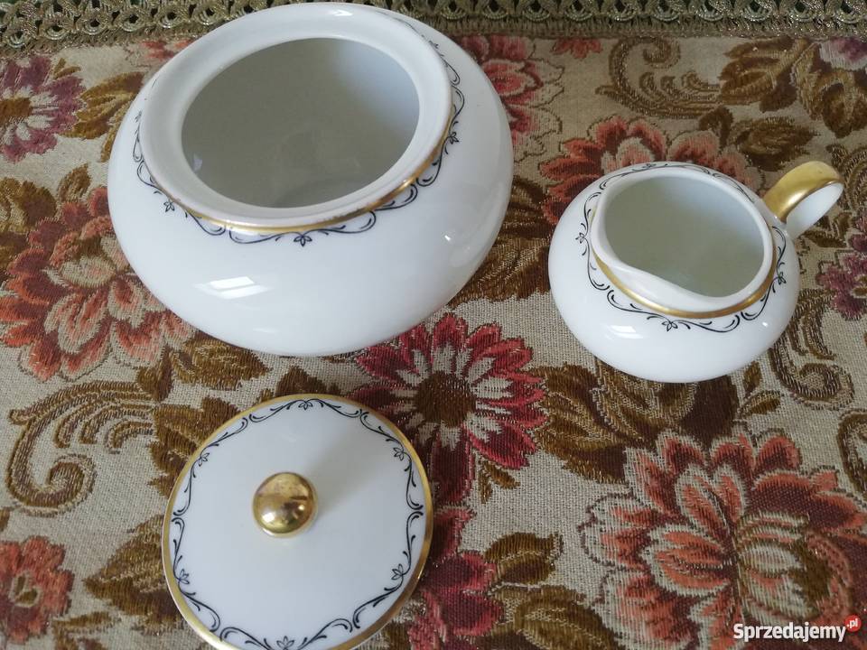 Cukiernica i mały mlecznik porcelana małopolskie Gorlice