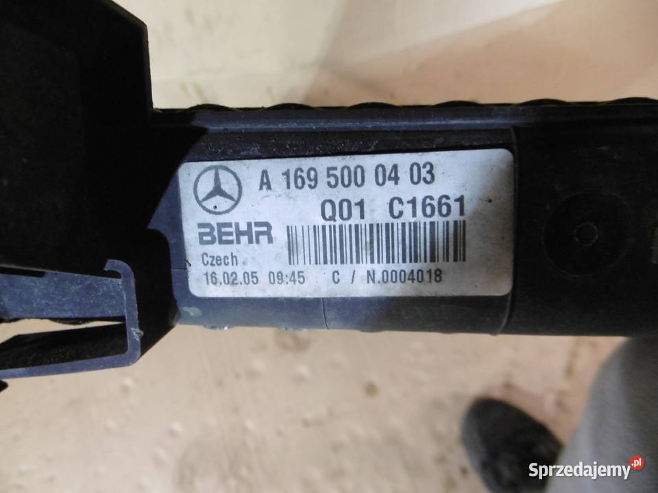 chłodnica wody A1695000403 mercedes a klasa w169 chłodnice