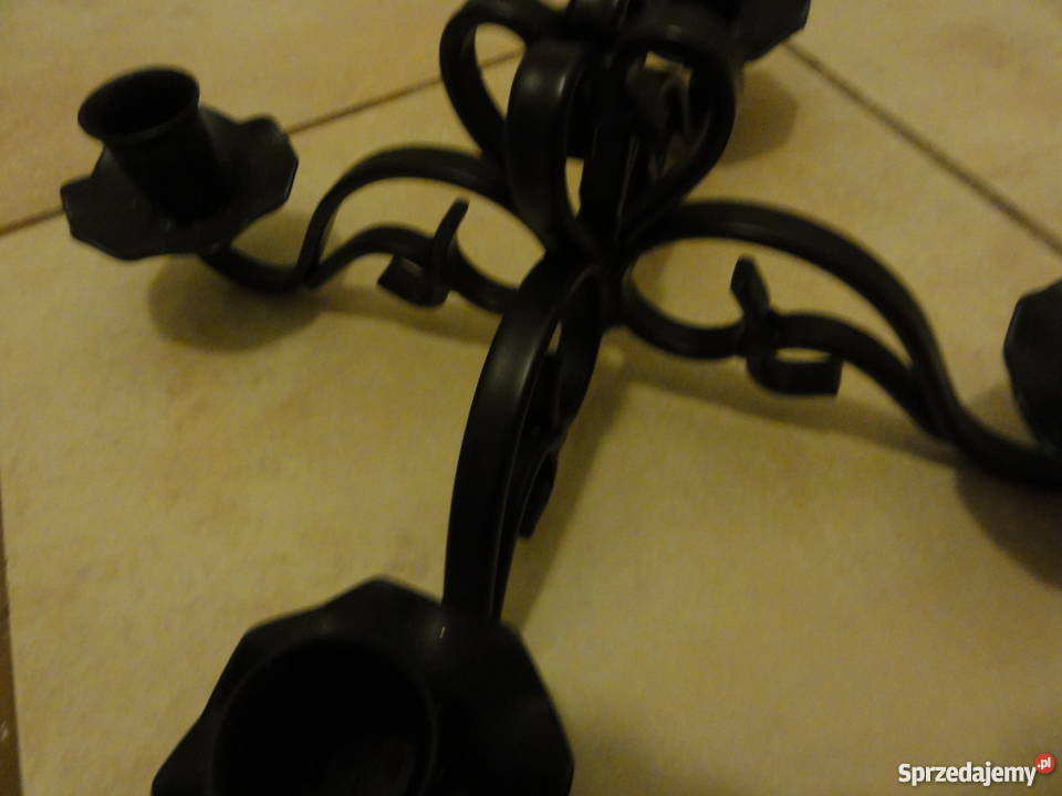 świecznik metalowy na cztery świece czarny nowy Szczecin