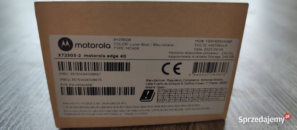 MOTOROLA Edge 40 8256GB 5G 655 144Hz Niebieski Nasielsk