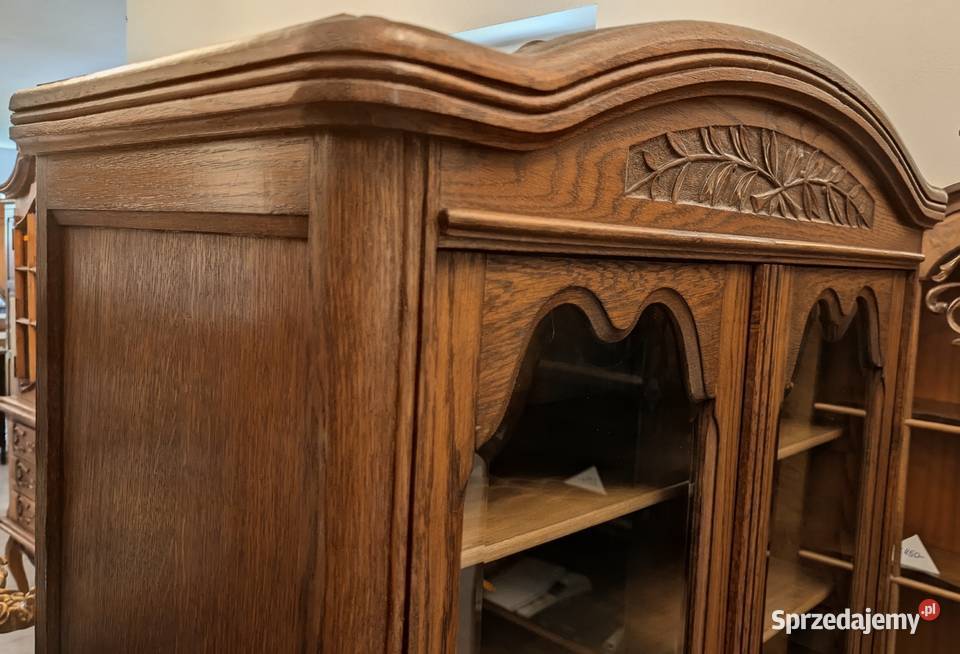 Piękna dębowa bibliotekawitryna secesyjnasklep śląskie Dąbrowa Górnicza