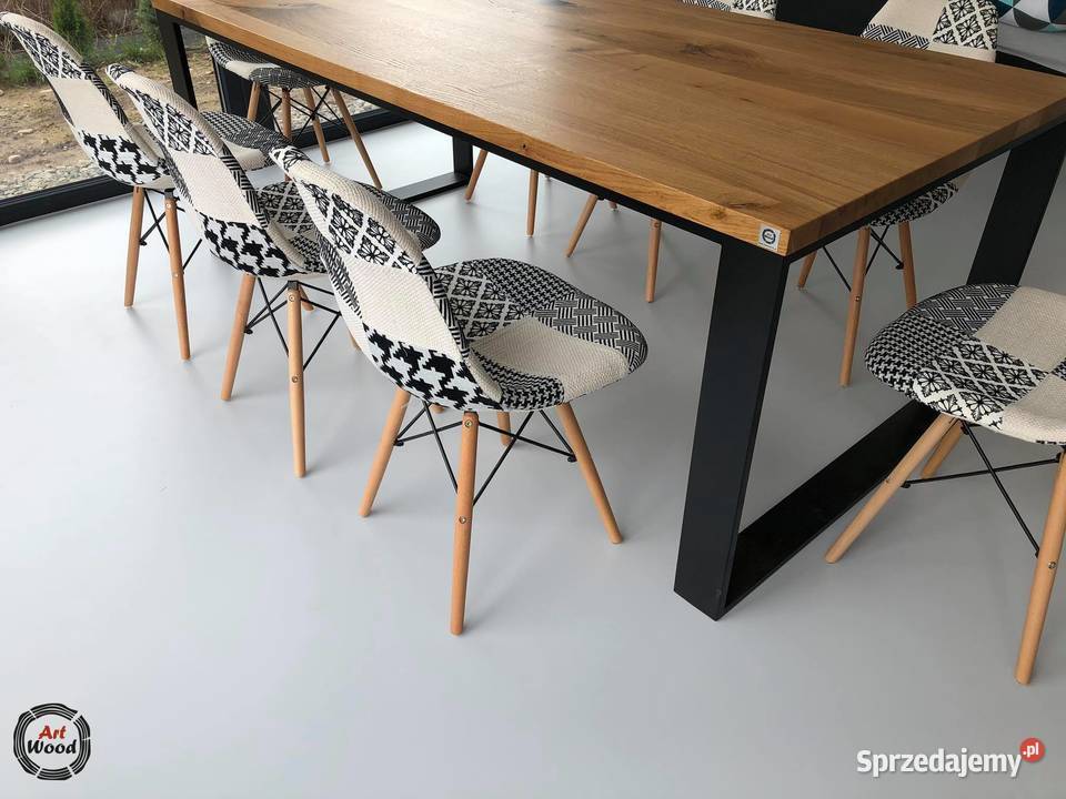 Stół dębowy loft stalowe nogi Nowy Sącz