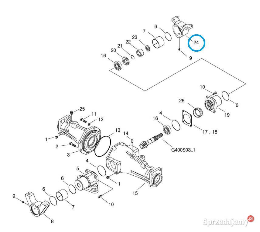 Wspornik uchwyt przedniej osi TRG400 LS Tractor Tajęcina