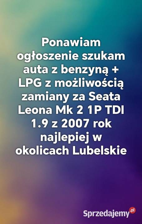 Zamienię Seata Leona Mk 2 1P TDI 19 lubelskie Stara Wieś Trzecia