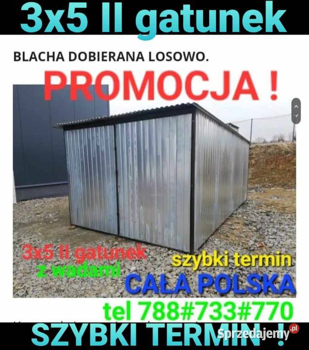 Promocja Garaż blaszany Garaże MOCNE Kraj SZYBKO podkarpackie Rzeszów