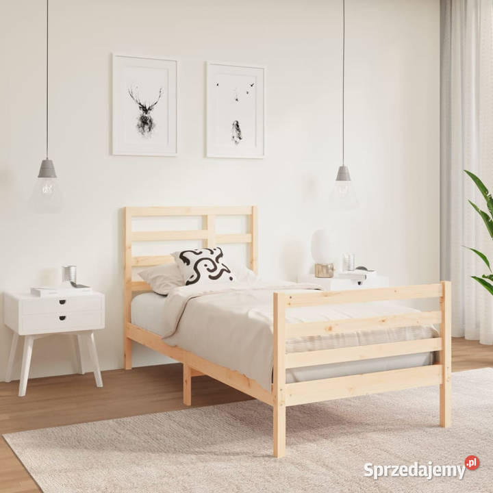 Rama łóżka lite drewno pojedyncza 75x190 Łóżka