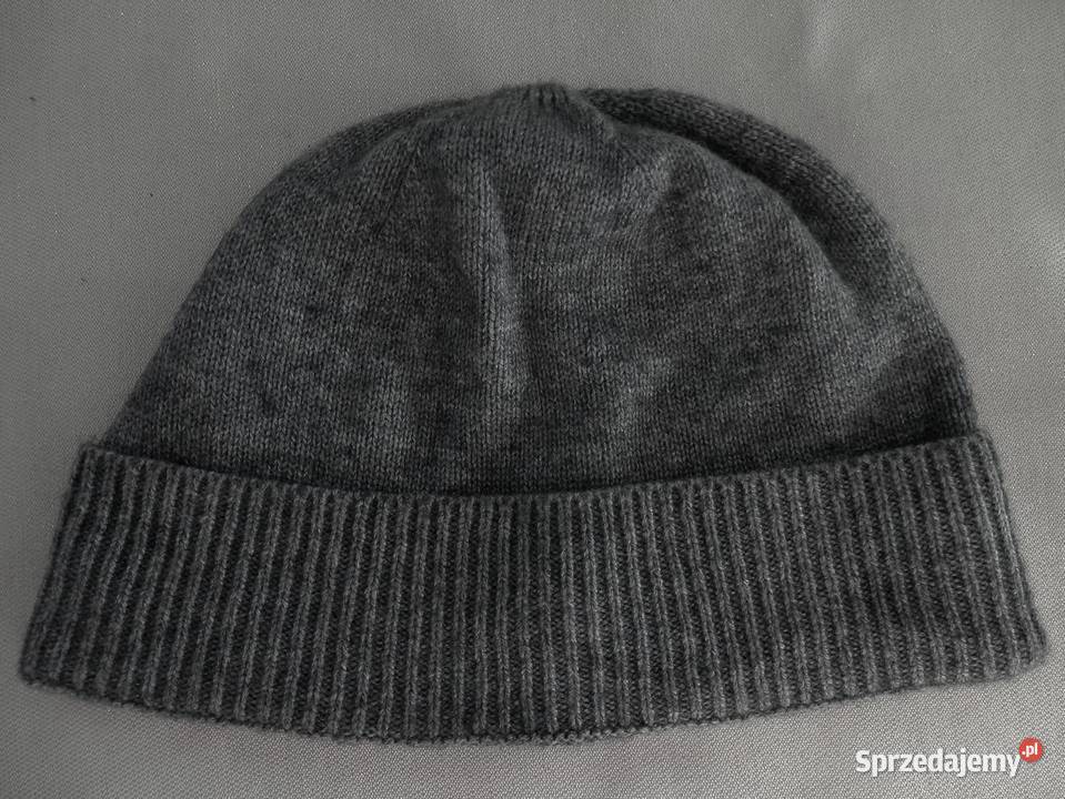Czapka Męska Wełniana Wełna Wiskoza Szara Beanie Moda i Styl podlaskie Łomża