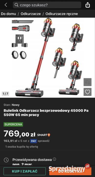 Bulelink Odkurzacz bezprzewodowy 45000 Pa 550W Jarocin