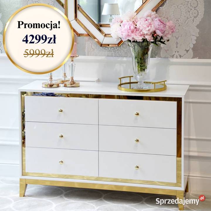 Komoda glamour biała złota nowoczesna na 80cm mazowieckie Warszawa