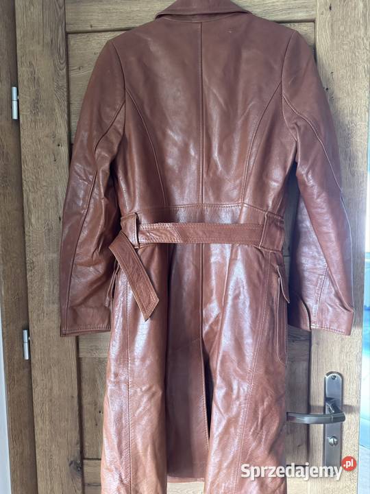 Płaszcz skóra naturalna XS camel brąz vintage z Rozmiar 34(XS) Częstochowa