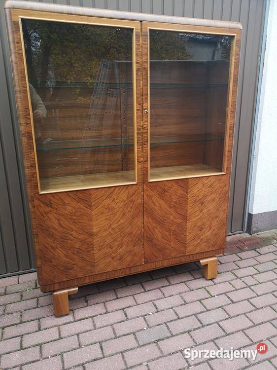 Witryna Biblioteka ARTDECO Orzech Zgrabna Stara