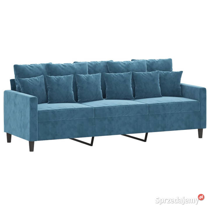 3osobowa sofa z podnóżkiem niebieska 180 aksamit mazowieckie Warszawa sprzedam