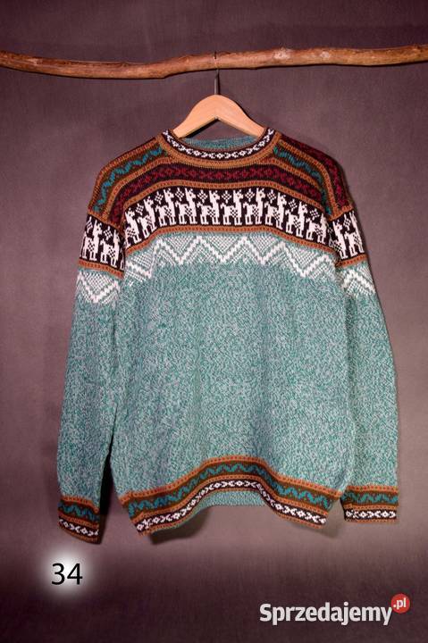 Peruwiański Artesanal Jasnozielony Sweter Unisex kolorowy Kudowa-Zdrój sprzedam