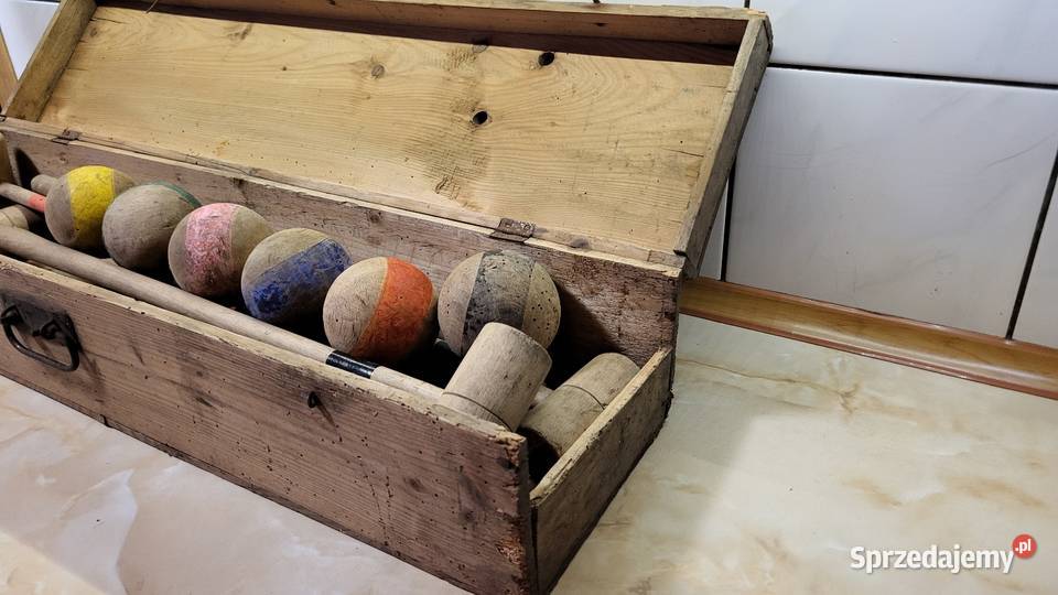 Zabytkowa skrzynia do gry w krokieta croquet Puszczykowo