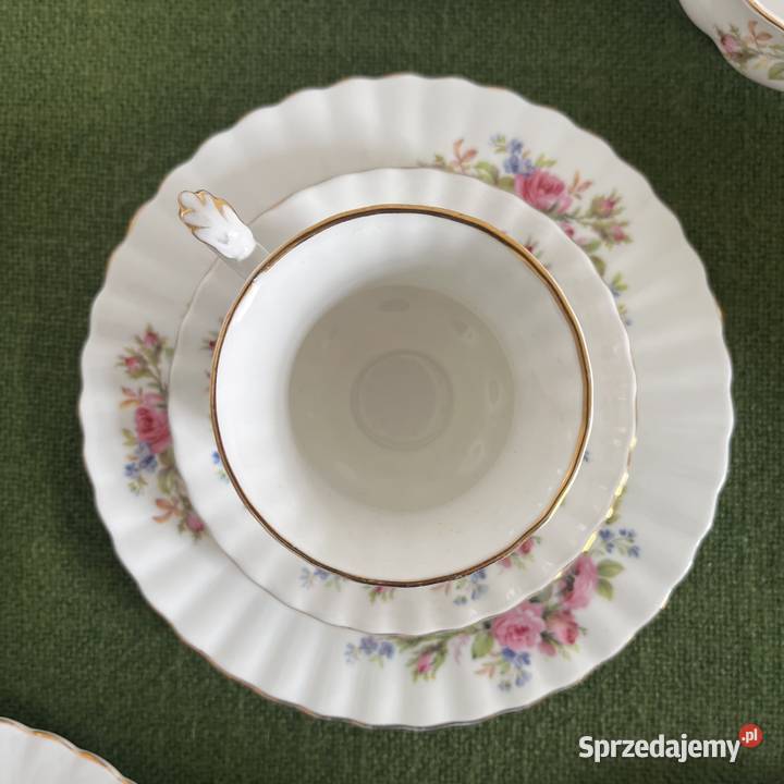 Trio z różą Royal Albert Moss Rose cukiernica Nowy Sącz sprzedam