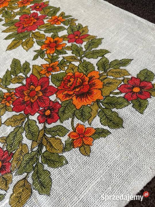 obrus len wysokiej jakości wzór kwiatowy śląskie Zabrze