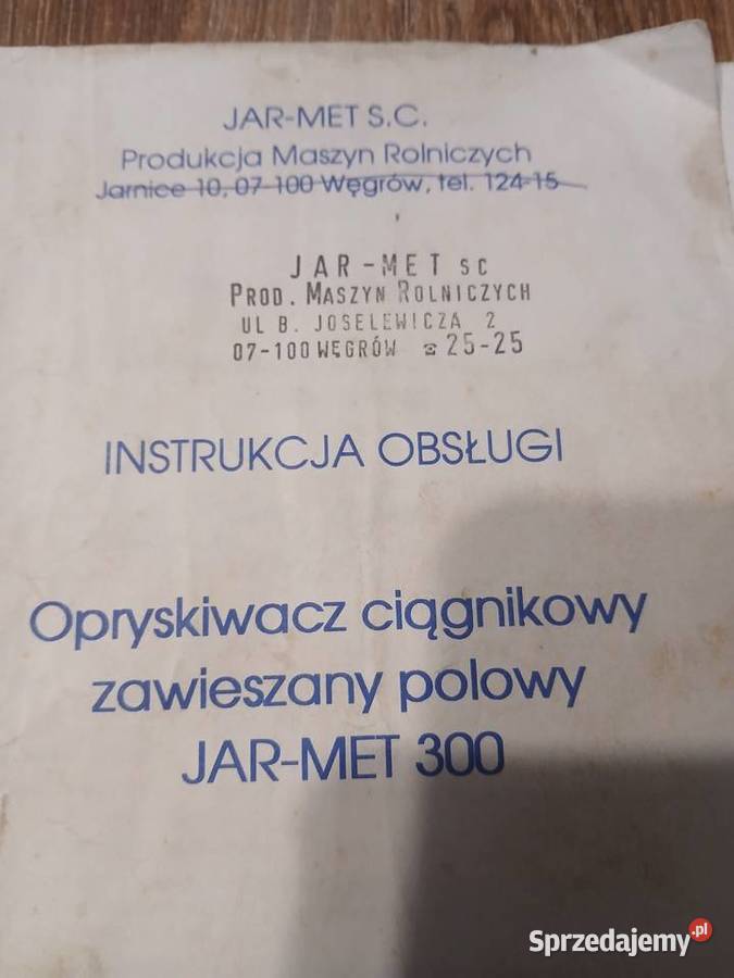 Opryskiwacz JARMET 300l Markowa