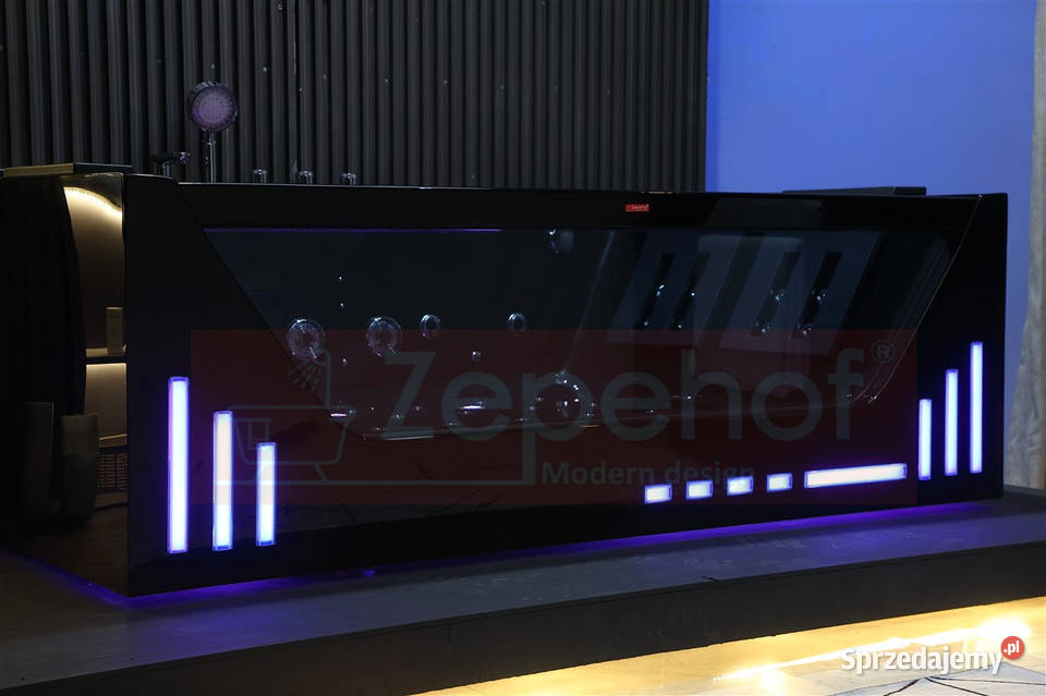 Wirujące dysze Czarna wanna z hydromasażem Grabówka