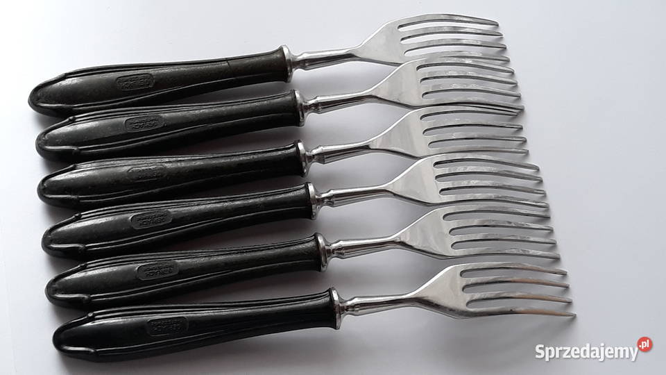 Widelce obiadowe 1 BAKELIT sztućce PRL Dąbrowa Górnicza