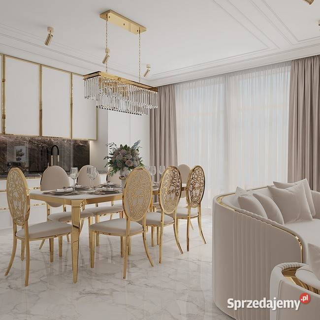 Stół Jadalniany ELITE Glamour Złoty Designerski Warszawa