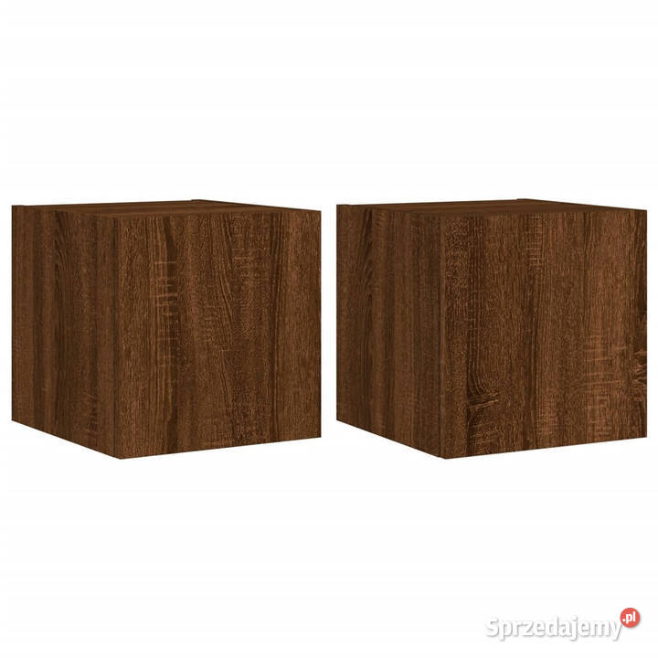 Ścienne szafki TV z LED 2 brązowy dąb 305x35x30 Warszawa