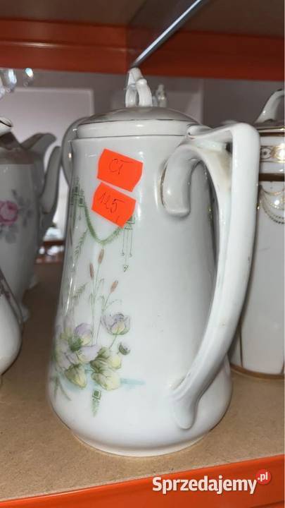 Dzbanek Carl Tielsch do kawy CT Sasanki 18751935 Porcelana i szkło pomorskie Gdańsk