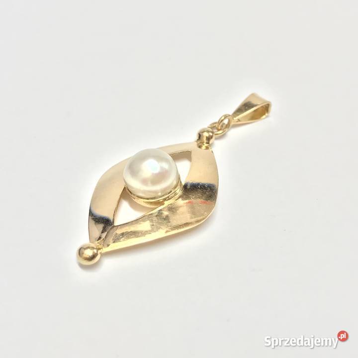 Złoty WISIOREK zawieszka 18K biała PERŁA cudowna złote Warszawa