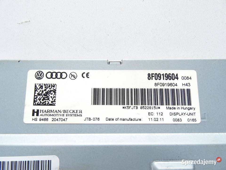WYŚWIETLACZ EKRAN LCD NAVI NAWIGACJI 8F0919604 osobowe