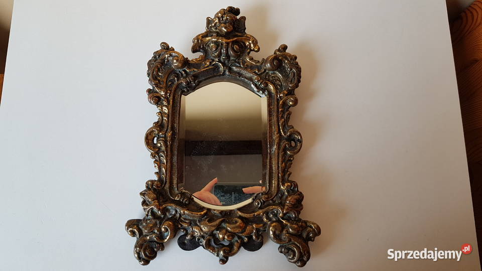 Stare mosiężne lusterko 2 z fazowanym szkłem śląskie Dąbrowa Górnicza