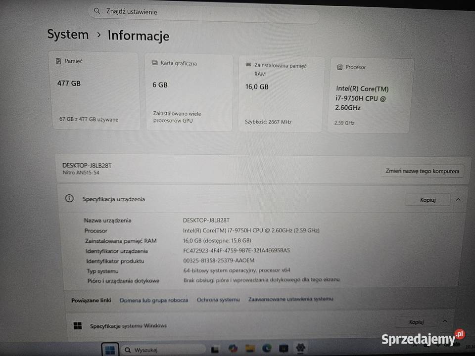 Laptop Acer Nitro 5 Borkowo