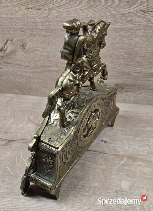 VINTAGE Zegar mosiężny jeździec na koniu mazowieckie