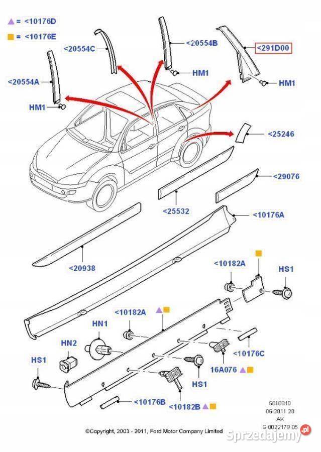 LISTWA NAKŁADKA SŁUPKA PRAWY TYŁ FORD FOCUS 9805