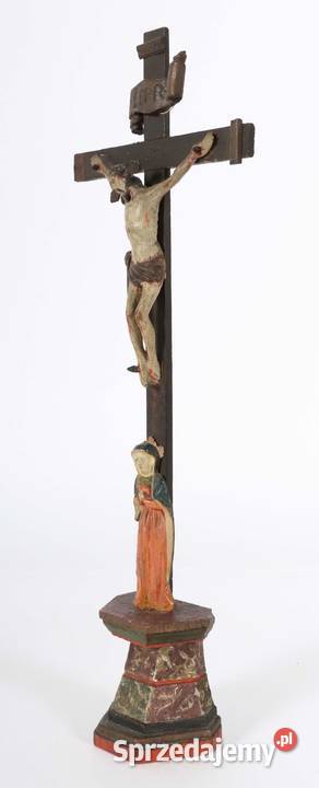 Jezus na Krzyżu Maryja drewno XIX wiek Poznań