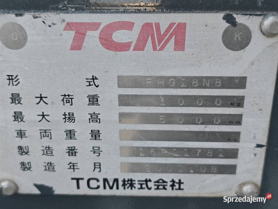 Wózek widłowy TCM FG18N8 LPG 1T Manual Przesuw Sandomierz