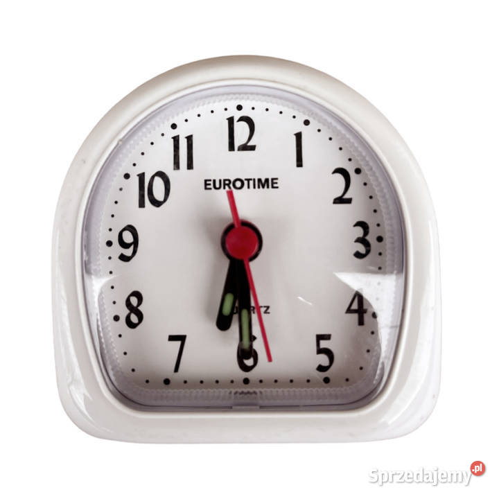 Mały białoczarny budzik elektryczny Eurotime Warszawa