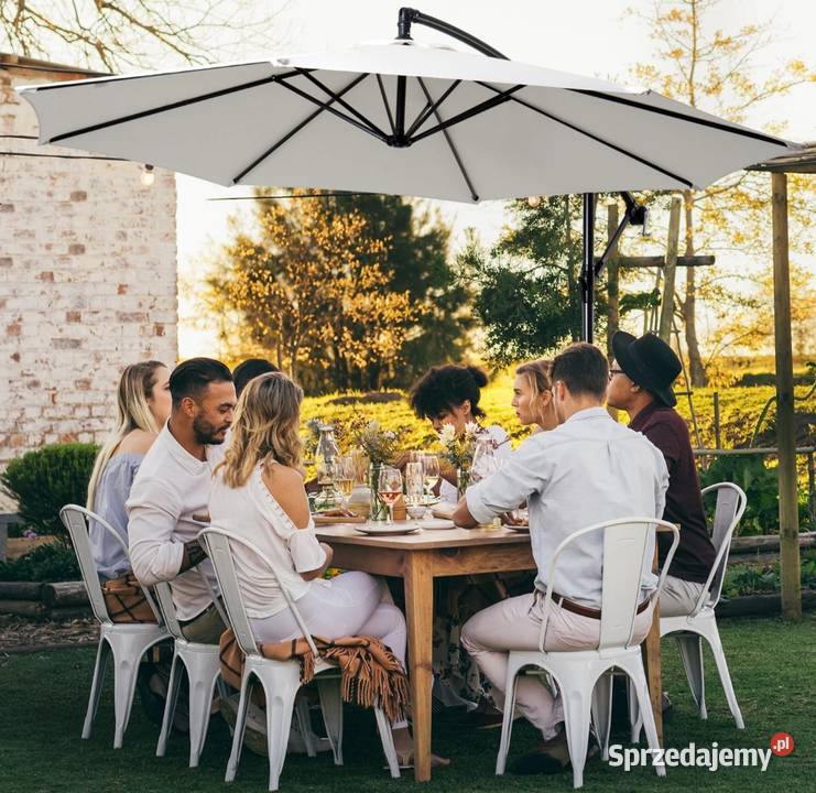 Parasol ogrodowy z ręczną korbą 3 M kremowy