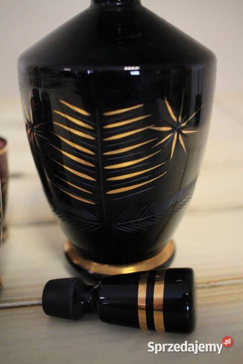 Karafka Bohemia Glass kieliszki art deco PRL Pszczyna