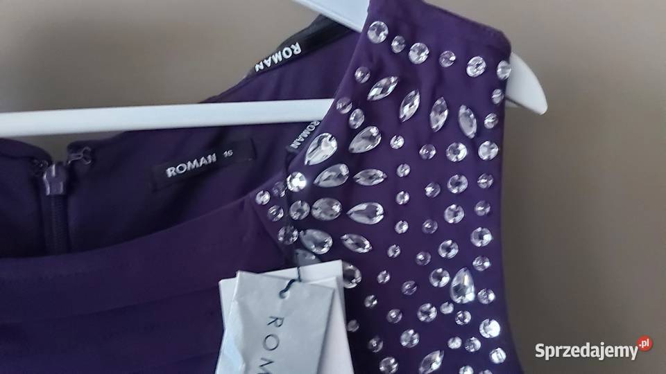 Efektowna nowa sukienka rozmiar 16 LXL fioletowy Odzież damska Lublin