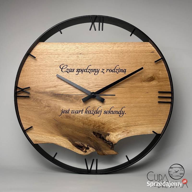 Nowoczesny zegar drewniany 50 ścienny