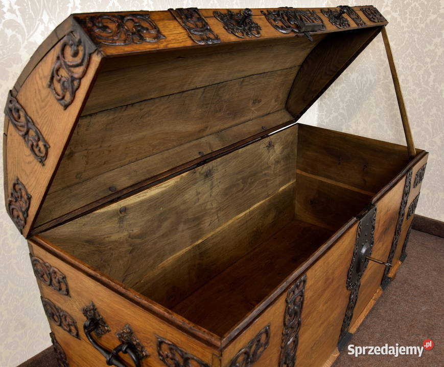 Skrzynia barokowa XVIII wiek okuta antyk Swarzędz sprzedam