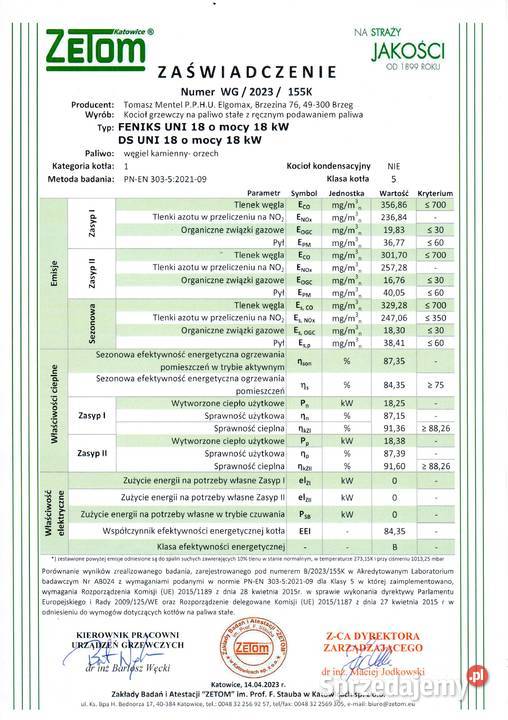 Kocioł Kotły DrewnoWęgielPellet piece 5KLASA