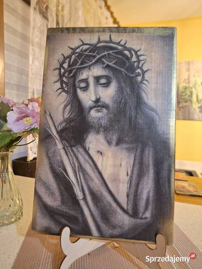 Obraz na desceJezus w koronie cierniowej