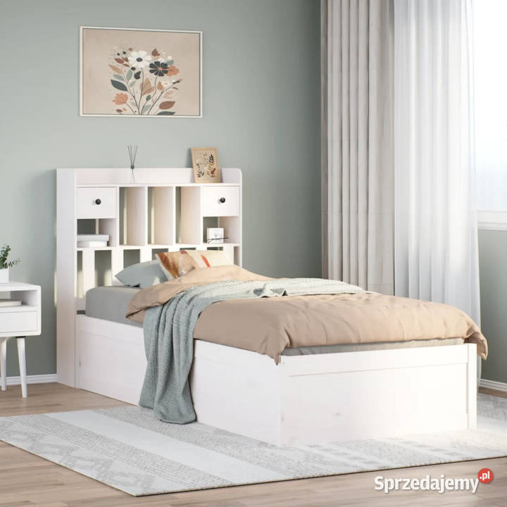 Rama łóżka bez materaca biała lite drewno 96cm mazowieckie
