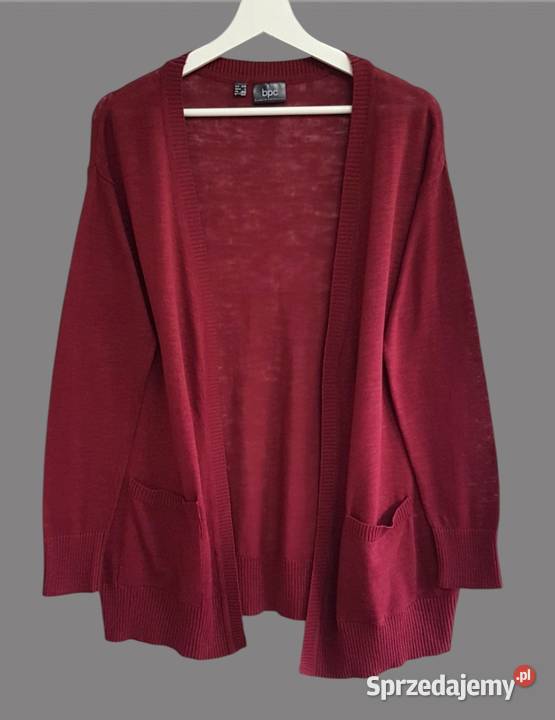Damski bawełniany sweternarzutka bordowa z Moda i Styl Chrzanów