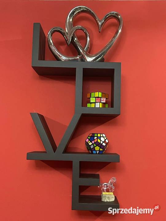 LOVE półka drewniana wisząca czarna biała i inne Dekoracje i ozdoby sprzedam