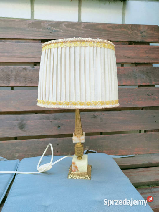 Stylowa lampa stołowa nocna onyx mosiądz vintage mazowieckie Warszawa