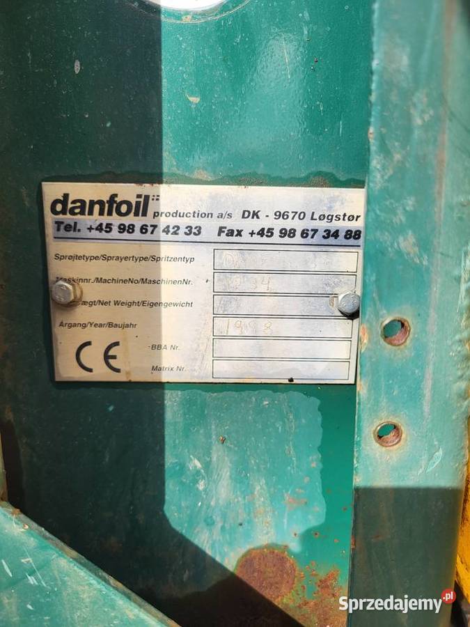 Opryskiwacz mgłowy Danfoil B3 16m W pełni Zawieszane Wąbrzeźno