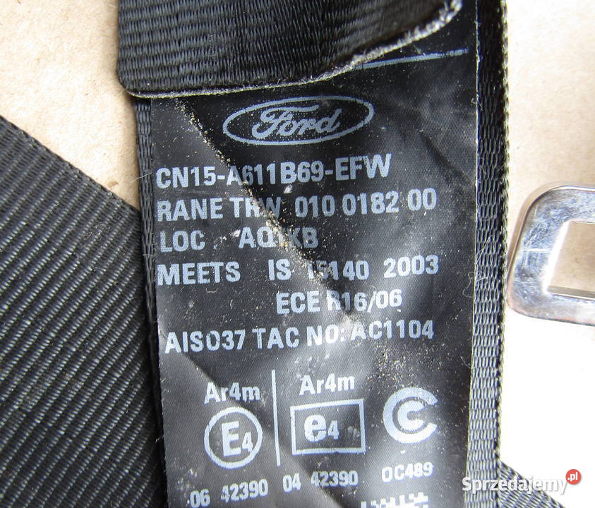 PASY BEZPIECZEŃSTWA TYLNE LEWY PRAWY FORD Rok produkcji 2014 łódzkie Mysłaków