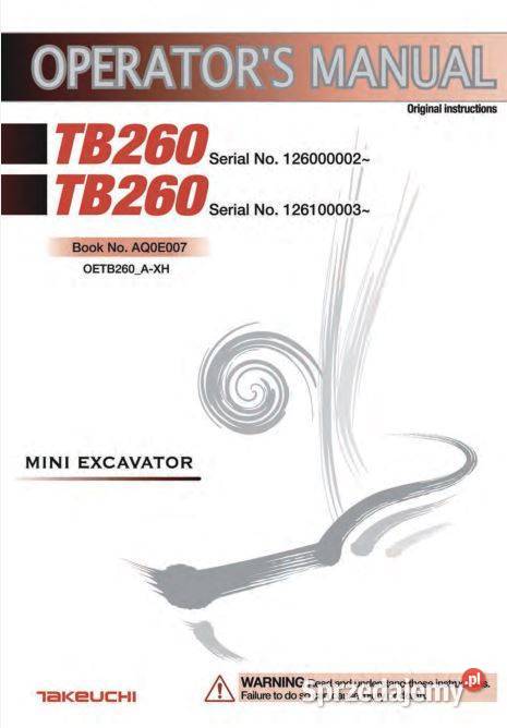 Takeuchi TB260 TB230 TB285 TB290 instrukcja Kielce