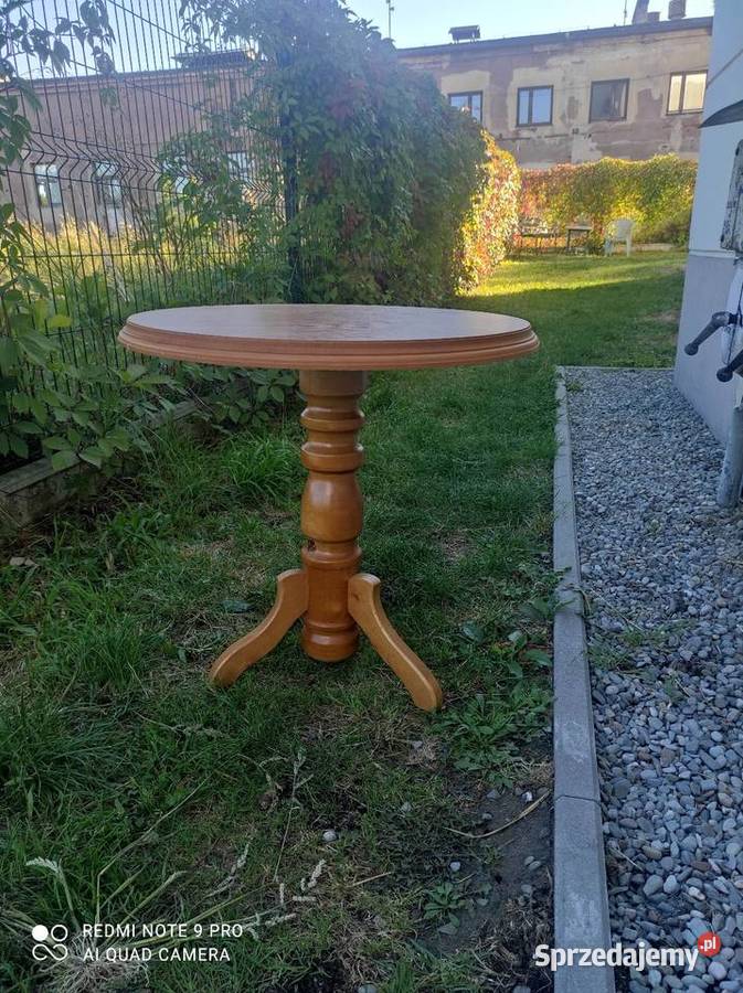 Piękny drewniany stolik okrągły styl klasyczny śląskie Czechowice-Dziedzice
